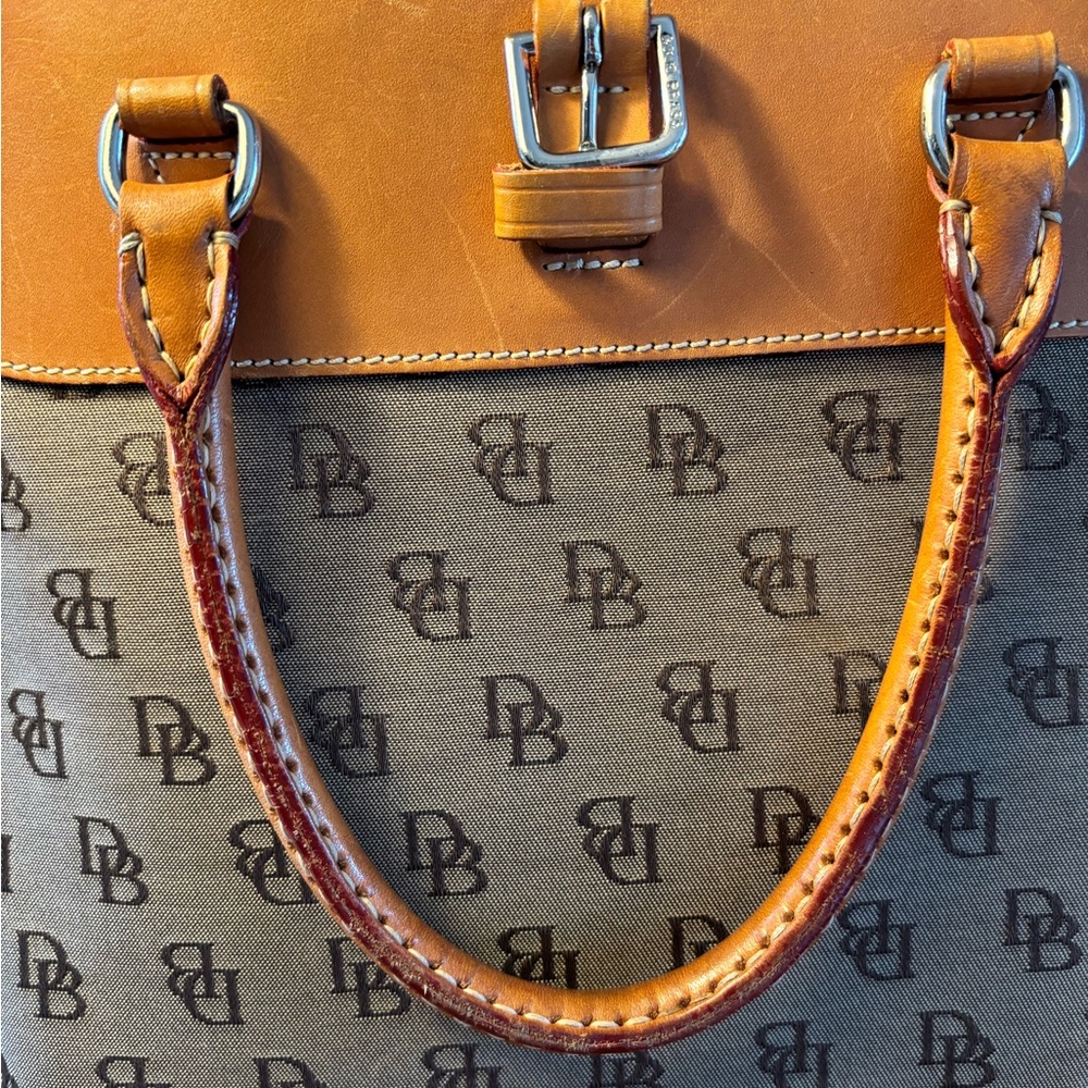 Dooney & Bourke Beige Brown Monogram Large Tote Satchel Bag - Picture 4 of 13
